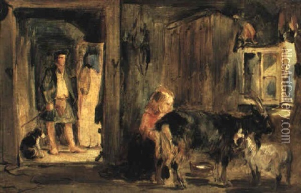 A Highland Bothy Oil Painting - Sir Edwin Henry Landseer