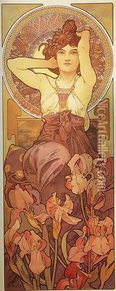 Amethyst. From The Precious Stones Series. 1900 Oil Painting - Alphonse Maria Mucha