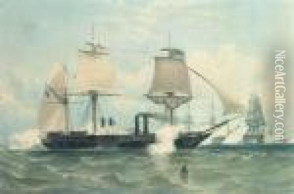 H.m. War Steam Frigate The Terrible Oil Painting - William Calcott Knell
