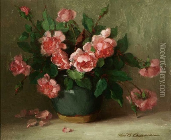 Floral Still Life - Pink Roses Oil Painting - Alice Brown Chittenden