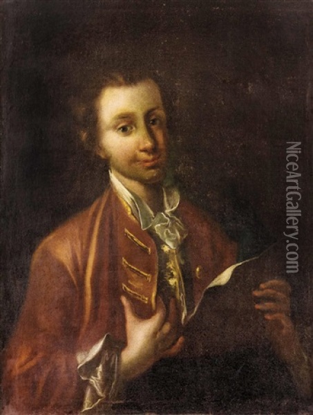 Bildnis Eines Jungen Herrn Mit Schriftstuck Oil Painting - Vittore Giuseppe Ghislandi (Fra' Galgario)