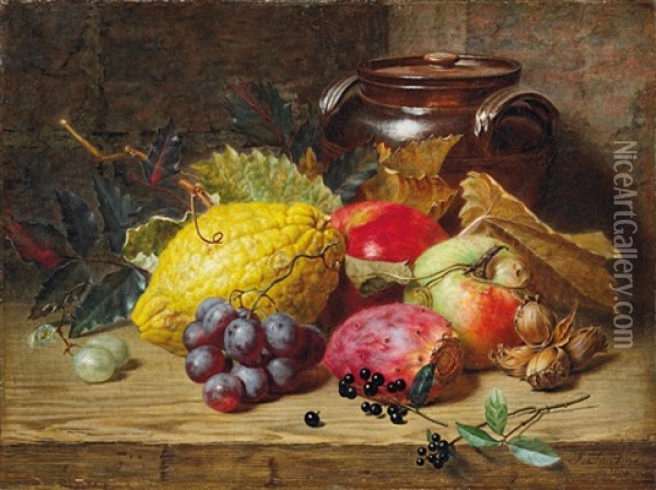 Fruchtestillleben Oil Painting - James Gay Sawkins
