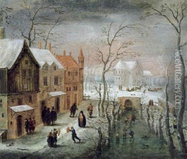 Ein Dorf Im Winter Oil Painting - Jacques Fouquieres