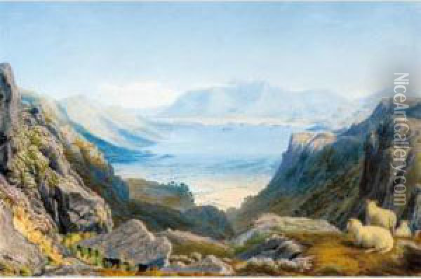 Keswick Lake, Skiddaw And 
Saddleback As Seen From An Eminence Near The Entrance To Borrowdale Oil Painting - William Turner