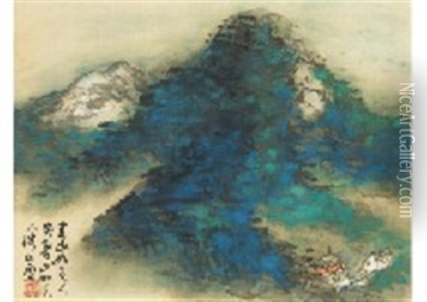 Summer Mountain Flow Rain Oil Painting - Kansetsu Hashimoto