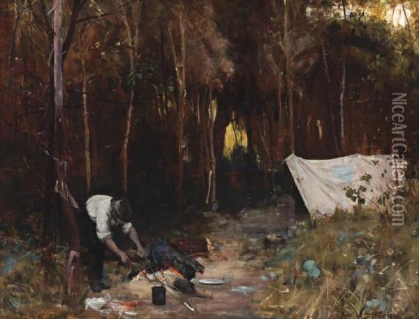 Settler's Camp Oil Painting - Arthur Ernest Streeton