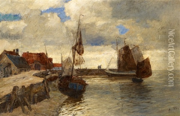 Schiffe Am Hafen Oil Painting - Andreas Dirks