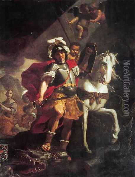 St. George Victorious Over The Dragon 1678 Oil Painting - Mattia Preti