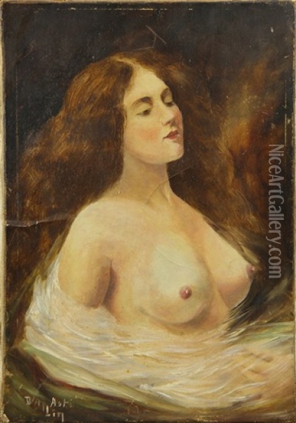 Portrait Of A Nude Oil Painting - Angelo Asti