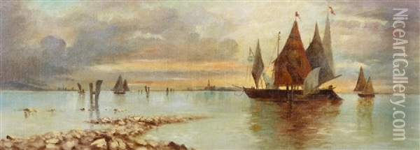 Lagune Vor Venedig Oil Painting - Eduard Fischer