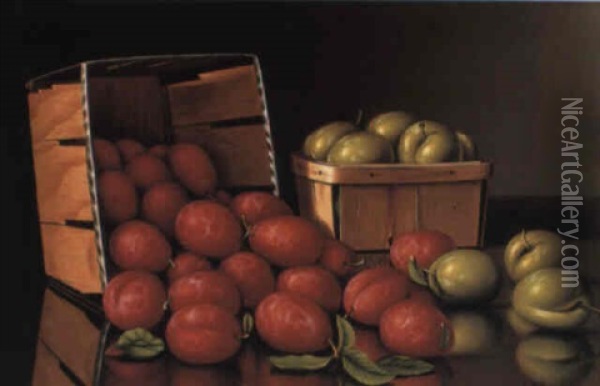 Baskets Of Plums Oil Painting - Levi Wells Prentice