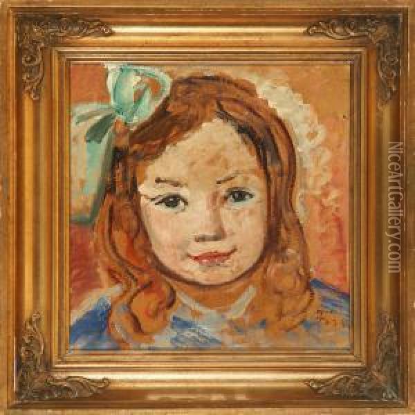 A Girl Oil Painting - Ludvig Find