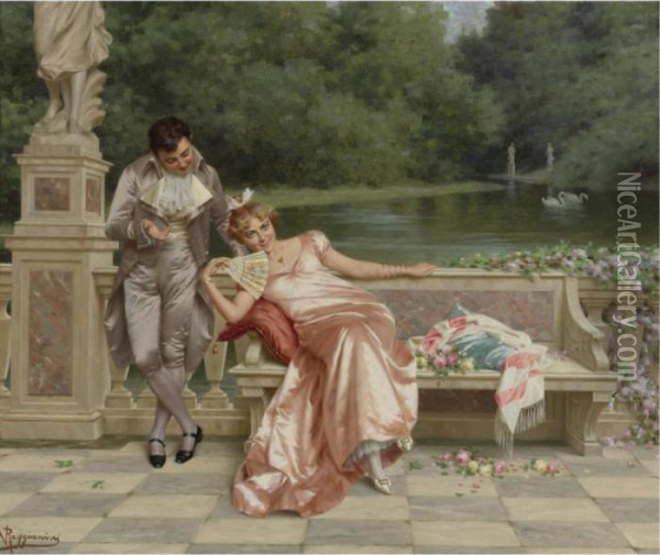 The Flirtation Oil Painting - Vittorio Reggianini