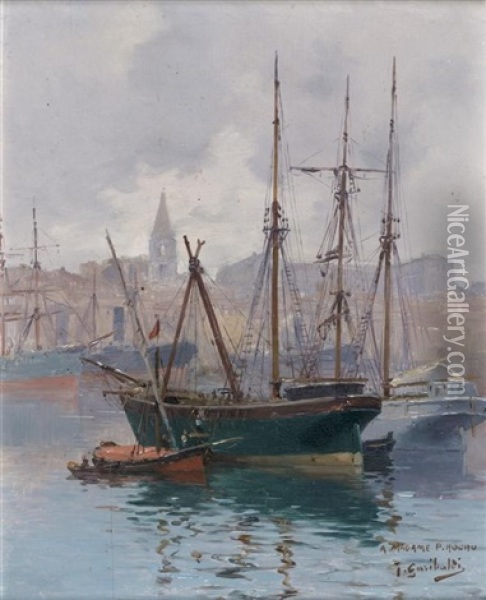 Vue Depuis Le Port De Marseille Oil Painting - Joseph Garibaldi