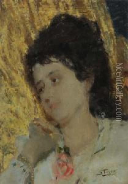 Ritratto Femminile Oil Painting - Carlo Stragliati