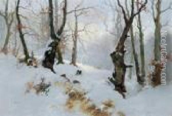 Sonniger Wintertag Oil Painting - Antal Neogrady