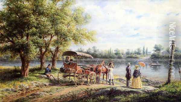 Waiting for the Ferry Oil Painting - Edward Lamson Henry