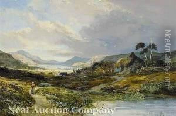 The Wee Wife And Thebut-an-ben At The Kinloch Oil Painting - Clarence Roe
