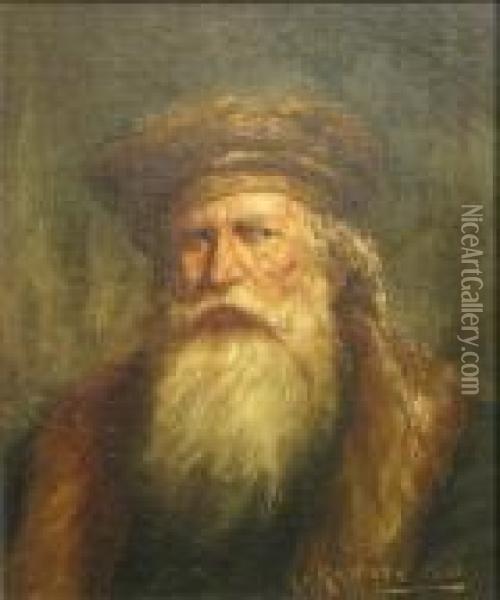 A Portrait Of A Bearded Gentleman With A Hat Oil Painting - Henry Raschen