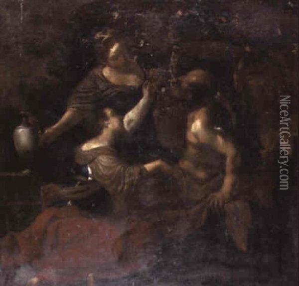 Lot And His Daughters Oil Painting -  Guercino