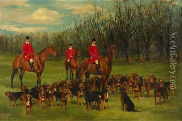 The Woodland Pytchley Oil Painting - Reuben Ward Binks