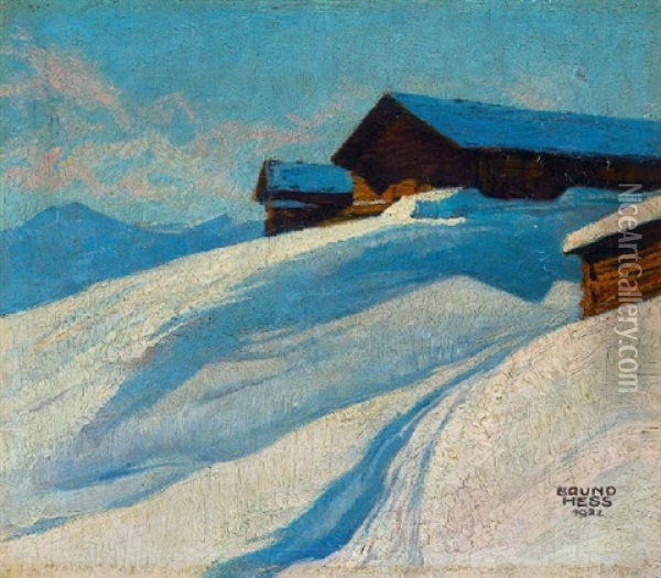 Almhutten In Tirol Oil Painting - Bruno Hess