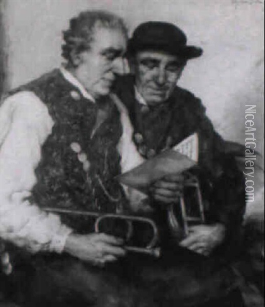 Zwei Dorfmusikanten Oil Painting - Robert Frank-Krauss