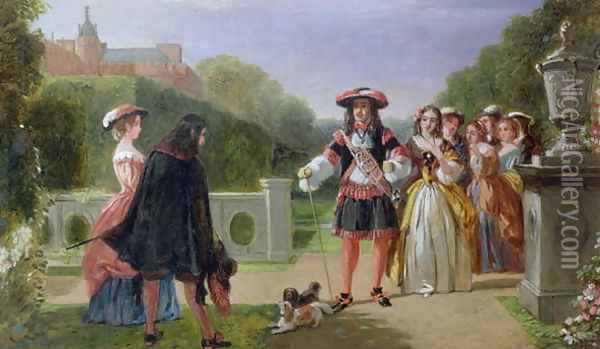 King Charles II (1630-85) and Nell Gwynne (1650-87) Oil Painting - Edward Matthew Ward
