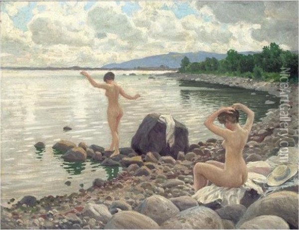 Badende Kvinder (the Bathers) Oil Painting - Paul-Gustave Fischer