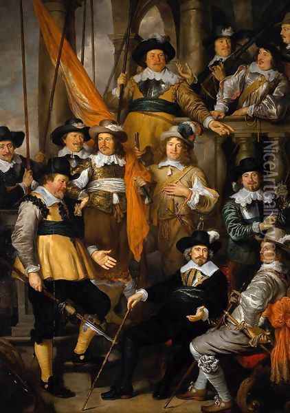 The Company of Captain Albert Bas and Lieutenant Lucas Conijn 1645 Oil Painting - Govert Teunisz. Flinck
