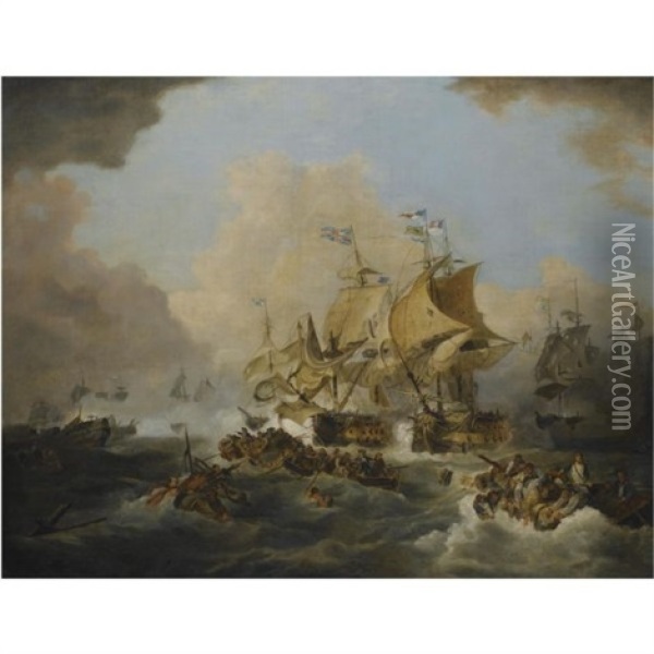 The Battle Off Ushant, Lord Howe's Victory On The 1st June 1794 Oil Painting - Philip James de Loutherbourg