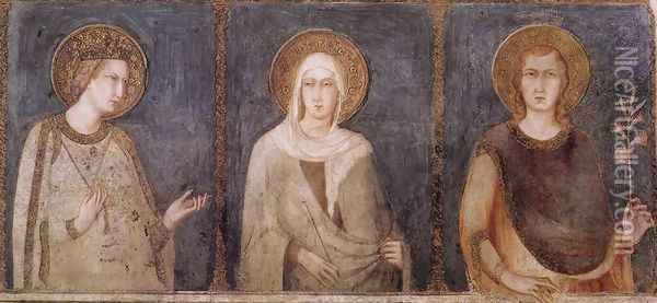 St Elisabeth, St Margaret and Henry of Hungary Oil Painting - Simone Martini