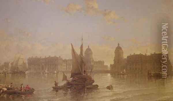 Shipping on the Thames at Greenwich Oil Painting - David Roberts