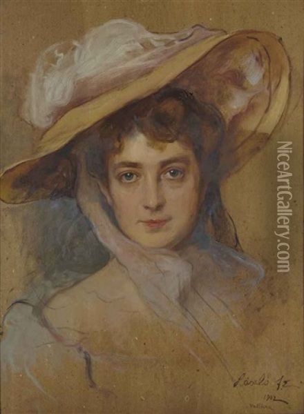 La Duchesse De Clermont-tonnerre, Nee Elisabeth De Gramont, Head Study Oil Painting - Philip Alexius De Laszlo