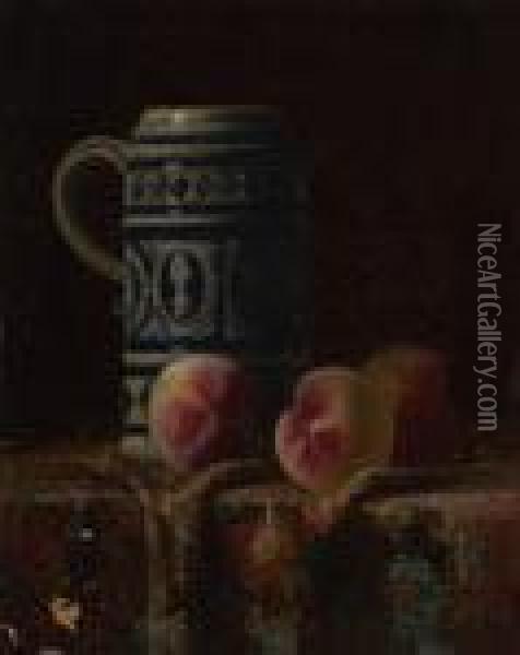 Still Life With Stein And Peaches Oil Painting - Milne Ramsey