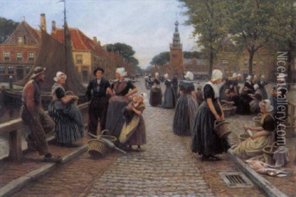 Markttafereel Te Middelburg Oil Painting - Henri Houben