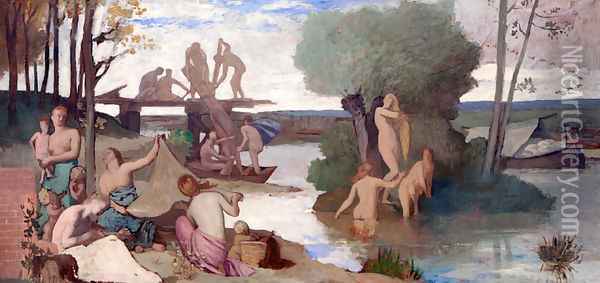 The River Oil Painting - Pierre-Cecile Puvis De Chavannes