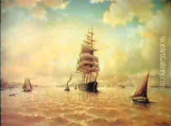 Sailing Vessels In San Francisco Bay Oil Painting - William Alexander Coulter