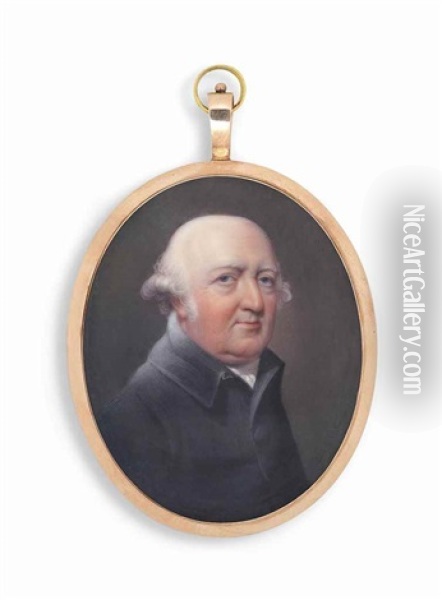 Dr Francis Willis (1718-1807), In Black Coat And White Stock, Powdered Hair Oil Painting - Henry Bone