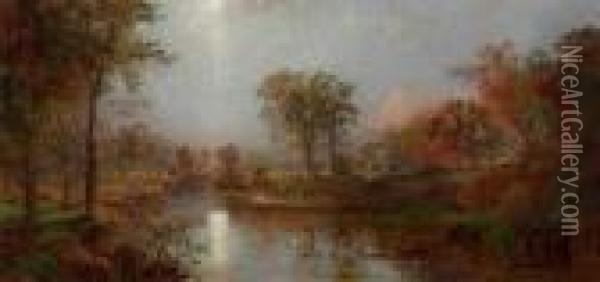 Sunrise Landscape Oil Painting - Jasper Francis Cropsey