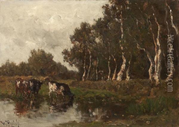 Landschaft Mit Kuhen An Einem Teich Oil Painting - Willem Roelofs