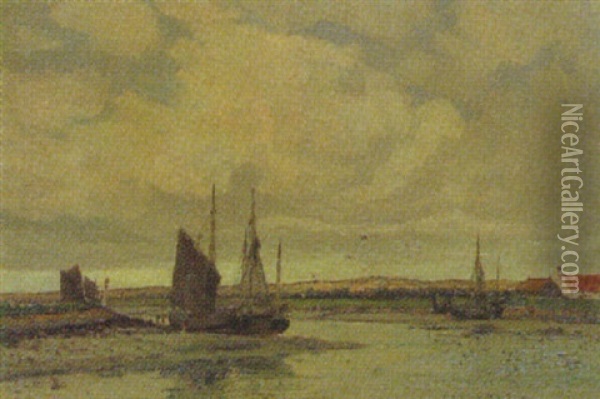 Nordseekuste Mit Fischerbooten Oil Painting - Wilhelm Hambuechen