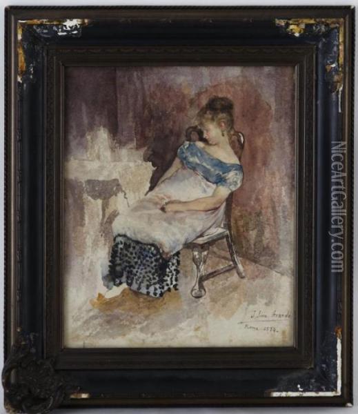 Femme Assise Sur Une Chaise Oil Painting - Jose Jimenez y Aranda