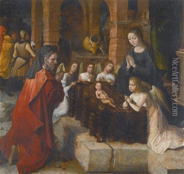 The Nativity (collab. W/workshop) Oil Painting - Alejo Fernandez