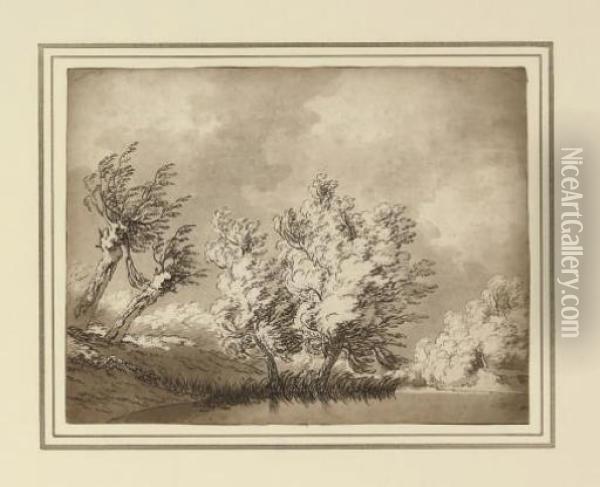 Studies Of Trees Oil Painting - John Robert Cozens