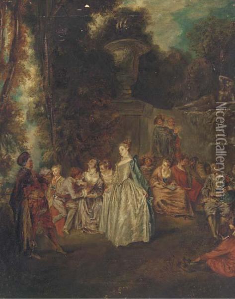 Les Fetes Venitiennes Oil Painting - Watteau, Jean Antoine