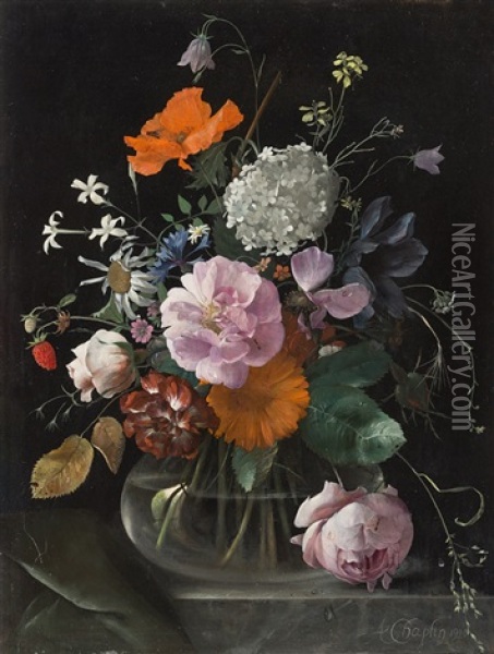 Stillleben Mit Blumen In Einer Glasvase Oil Painting - Arthur Chaplin