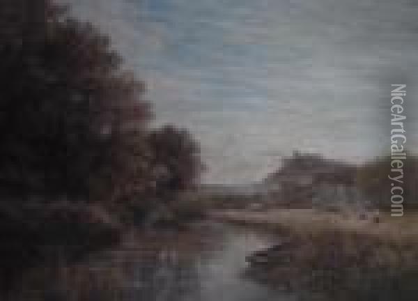 Petworth Castle From The Thames Oil Painting - James Baker Pyne