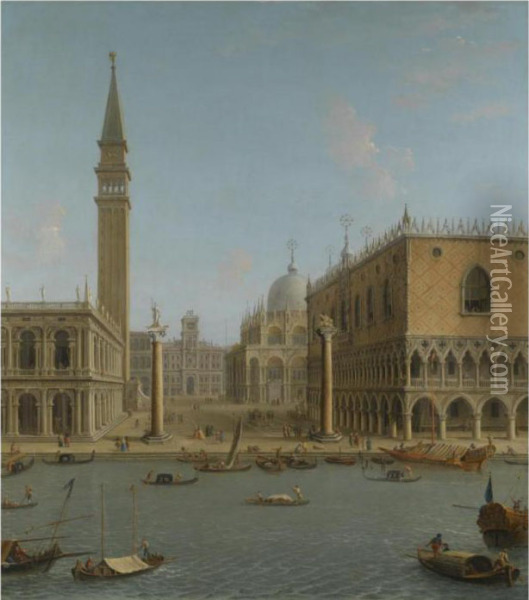 Venice, A View Of The Piazzetta Oil Painting - Antonio Joli