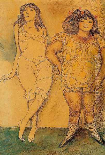Two Girls Oil Painting - Jules Pascin